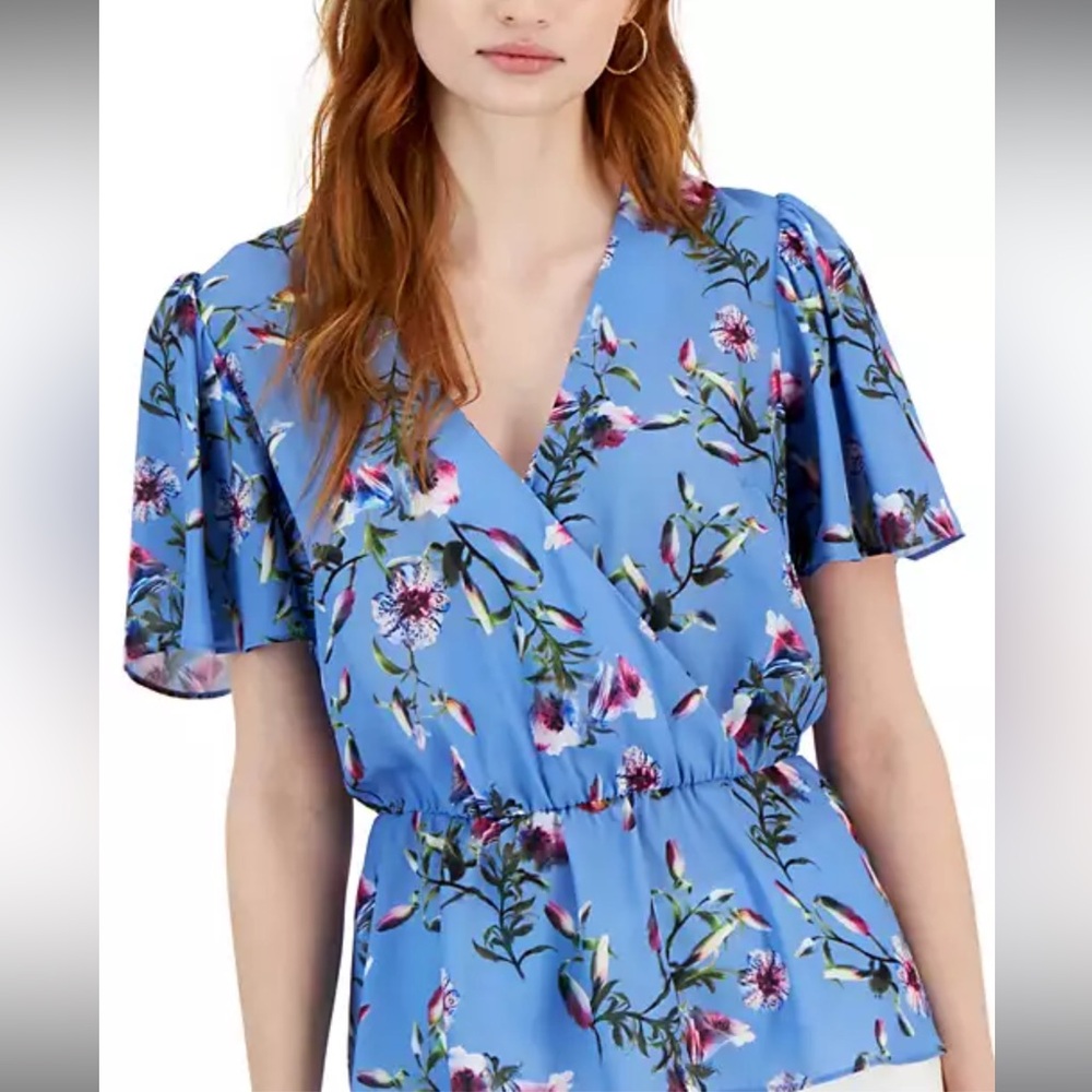 I.N.C. INTERNATIONAL CONCEPTS Women's Flutter Sleeve Top, Created for Macy's